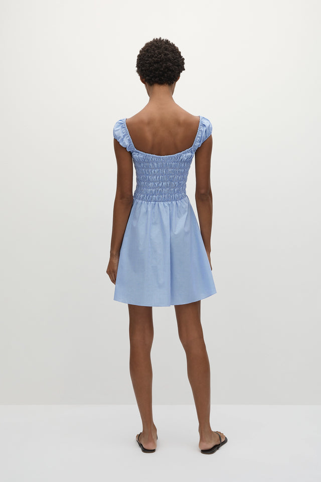 Lene Mini Dress Micro Gingham Soft Blue